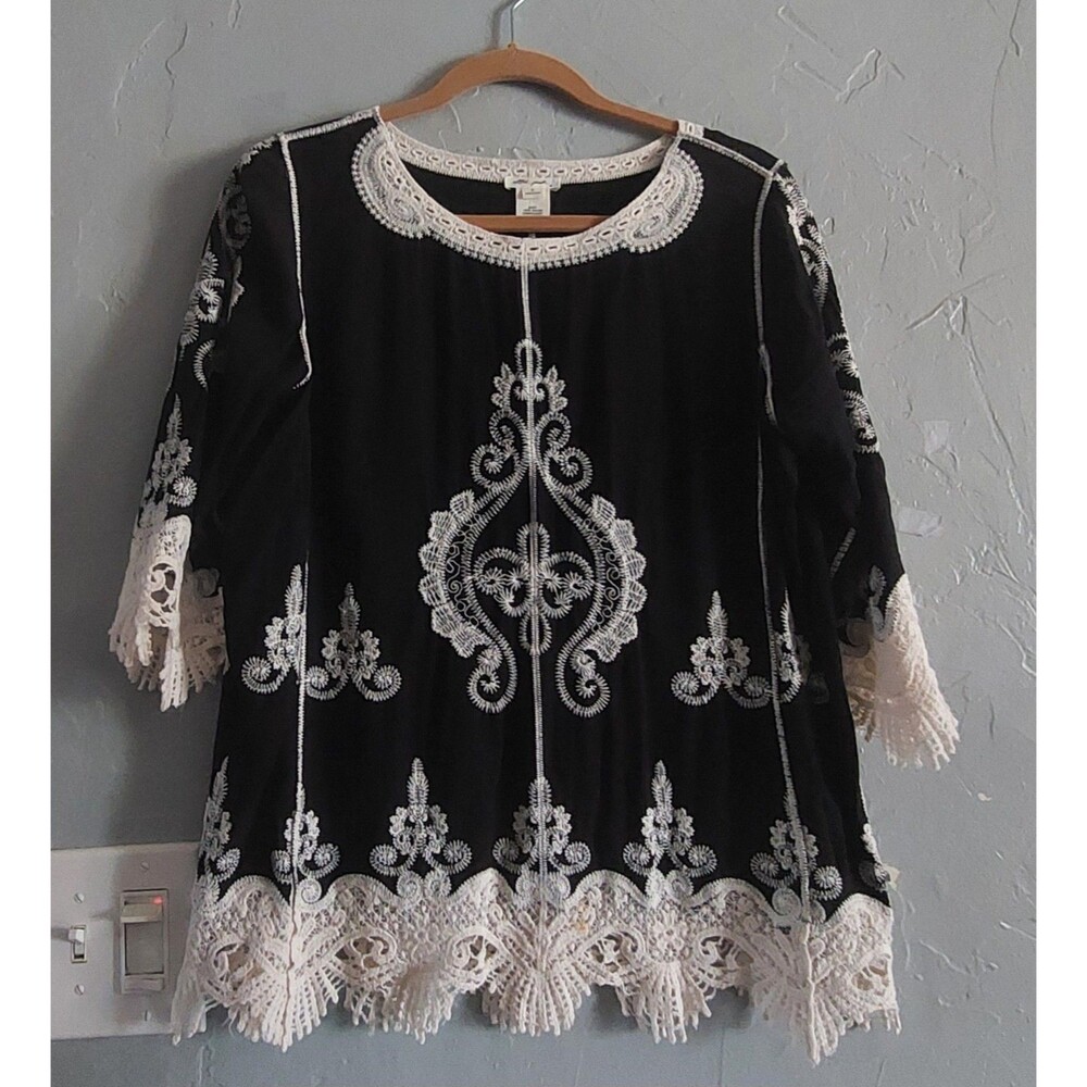 Ultra Pink Crochet Tops Blouse Women's S,Rayón, Cotton, Embroidery, 15 Inch...